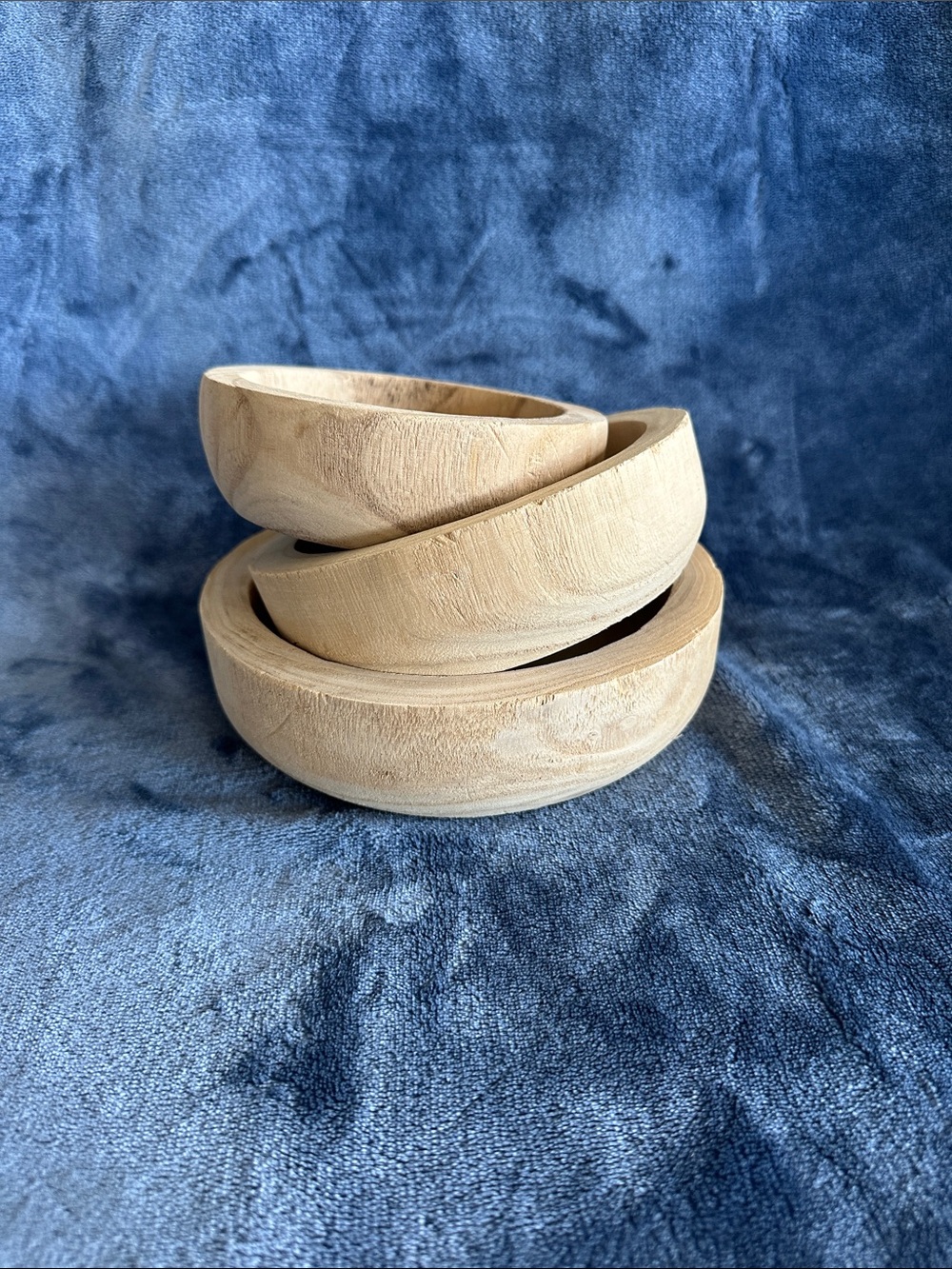 Natural Wood Decorative Bowl Set - Cream Wood Accent Bowls